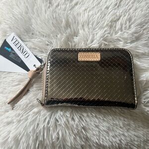 Consuela Kyle Zippy Silver Textured Wallet with Shimmery Finish
